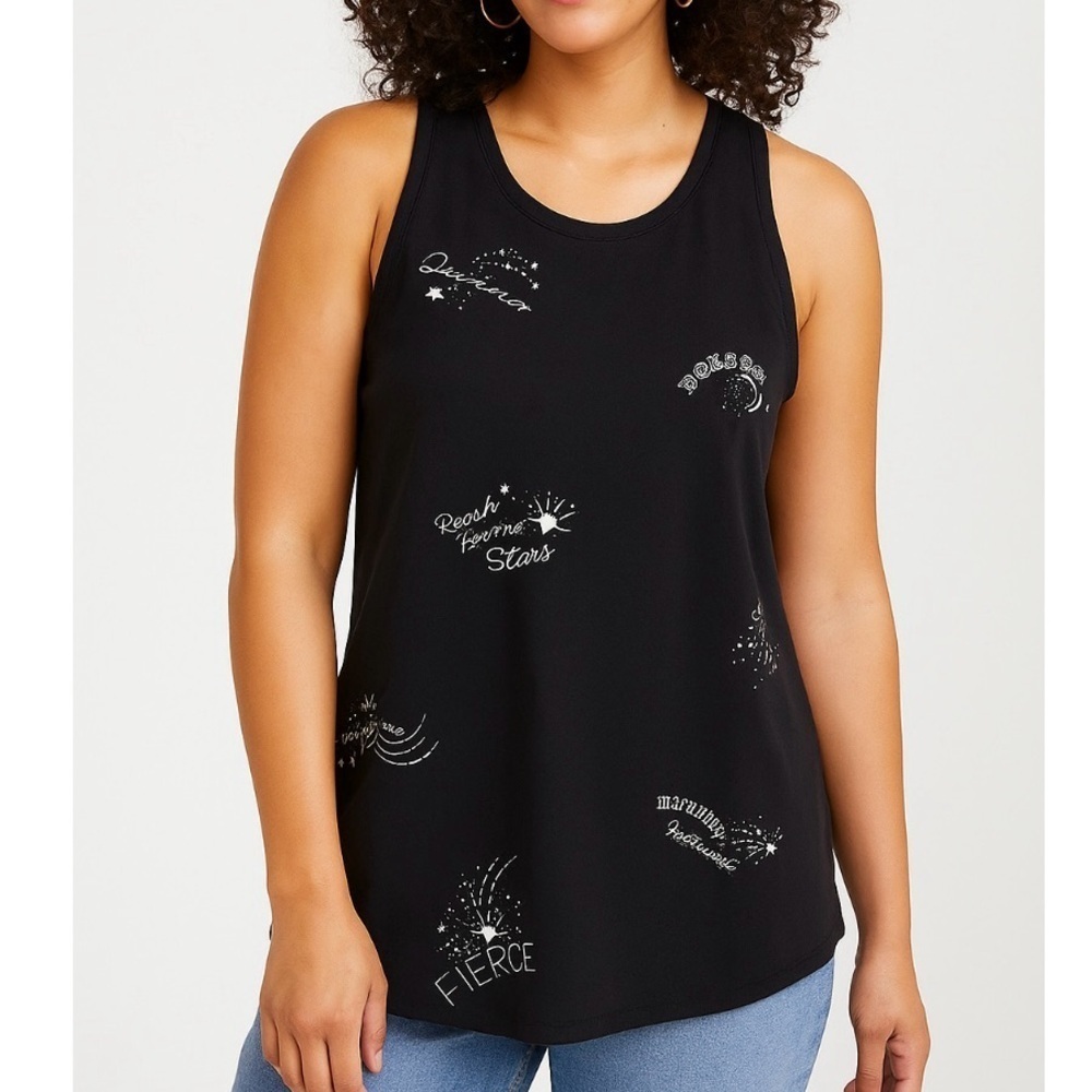 Old Navy Active Black Graphic Inspirational Size Small Muscle Tank Top